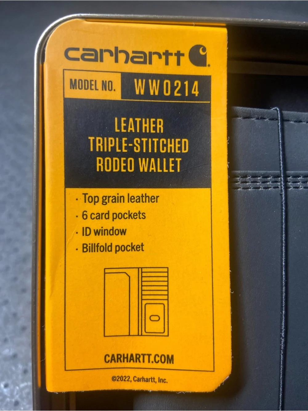 Carhartt Leather Triple-Stitched Rodeo Wallet Black WW0214 6 Card Pocket NWT